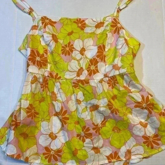 Sanctuary Women's Playdate Camisole Tank SMALL Yellow Floral Boho Ruffles Cutout - Picture 3 of 10